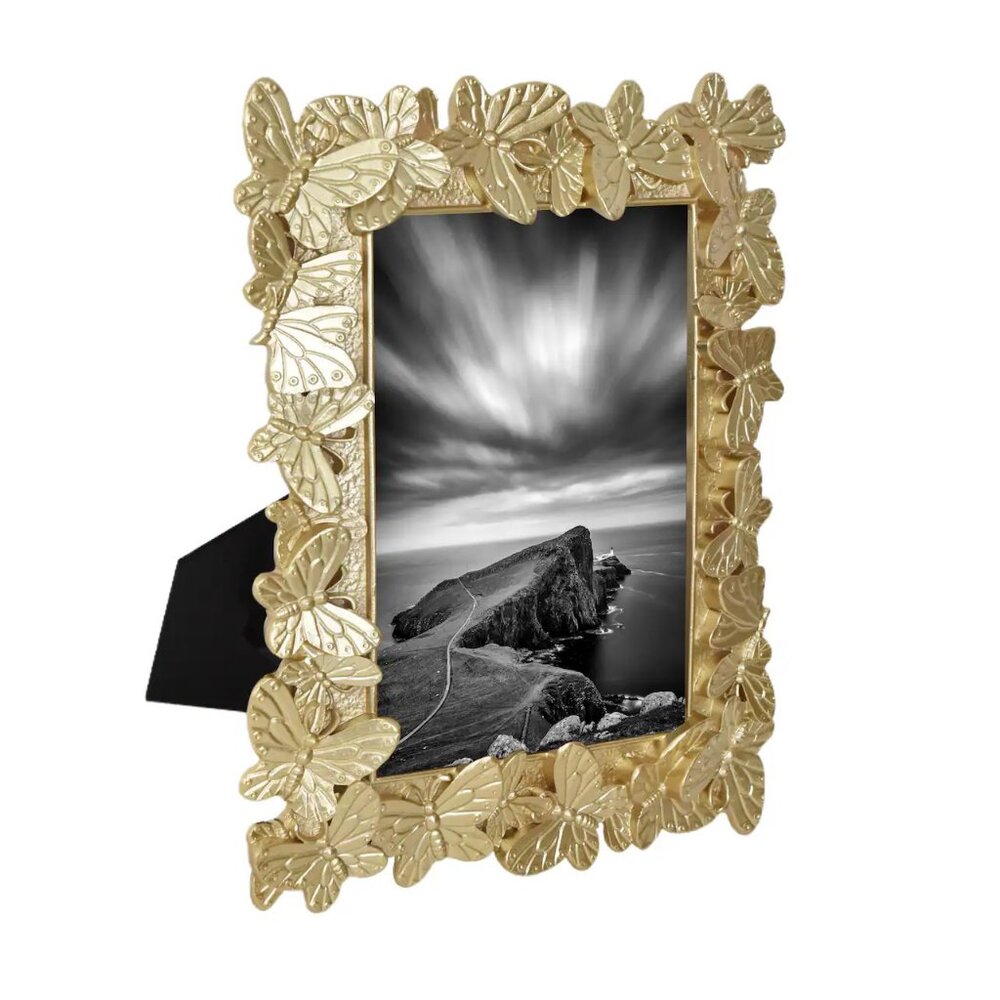 NEW Butterfly Picture Frame 5x7 Photo Gold Tone Metal
